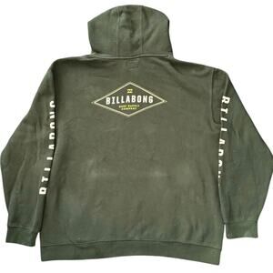 Billabong Surf Supply Company Green Hoodie with Sleeve Hits Adult XXL